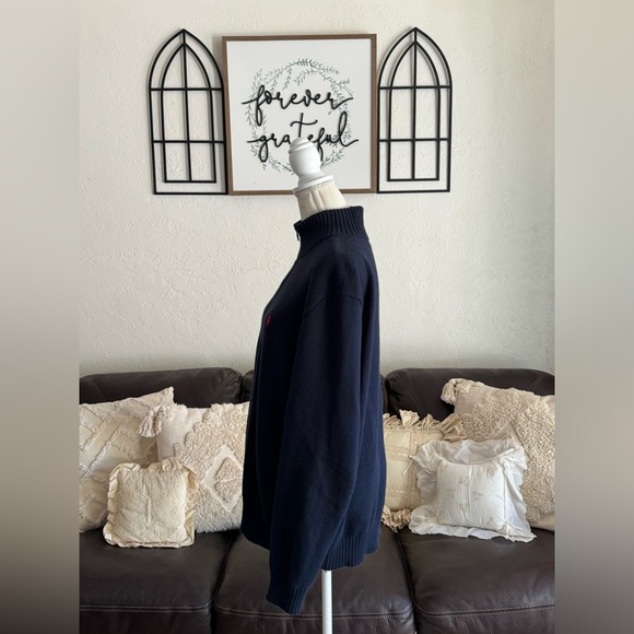 Polo Ralph Lauren Navy Blue Full Zip Cable Knit Sweater Men’s Size XL Classic - Picture 12 of 15